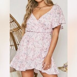 Peach love California floral mini dress S M L